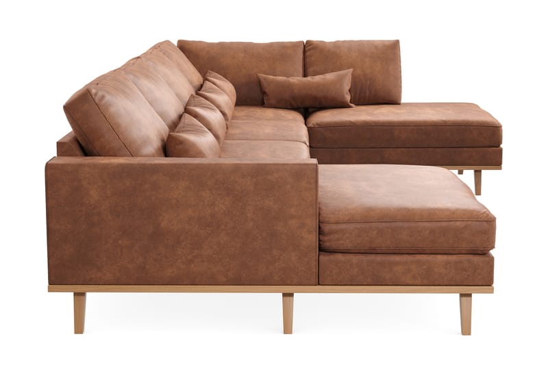 Copenhagen 5-personers Venstrevendt U-formet Large Sofa med Divan og Chaiselong i Kunstlæder - Brun - Møbler - Sofaer - U Sofa
