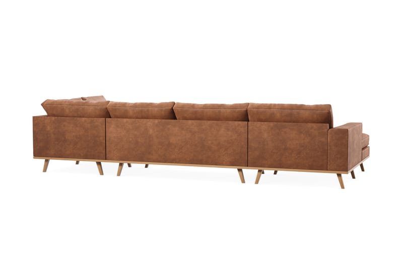 Copenhagen 5-personers Venstrevendt U-formet Large Sofa med Divan og Chaiselong i Kunstlæder - Brun - Møbler - Sofaer - U Sofa
