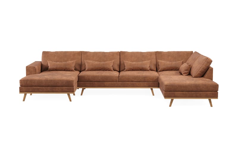Copenhagen 5-personers Venstrevendt U-formet Large Sofa med Divan og Chaiselong i Kunstlæder - Brun - Møbler - Sofaer - U Sofa
