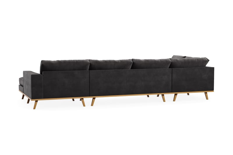 Copenhagen 5-personers Venstrevendt U-formet Sofa med Divan og Chaiselong i Fløjl - Mørkegrå - Møbler - Sofaer - U Sofa