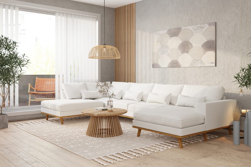 Copenhagen 5-personers Venstrevendt U-formet Sofa med Divan og Chaiselong i Stof - Hvid - Møbler - Sofaer - U Sofa