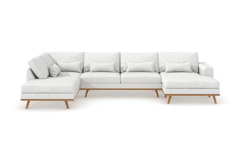 Copenhagen 5-personers Venstrevendt U-formet Sofa med Divan og Chaiselong i Stof - Hvid - Møbler - Sofaer - U Sofa