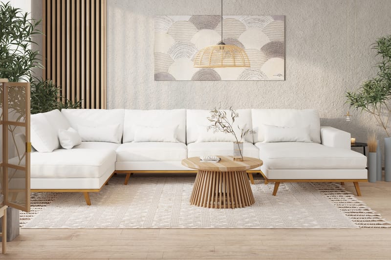 Copenhagen 5-personers Venstrevendt U-formet Sofa med Divan og Chaiselong i Stof - Hvid - Møbler - Sofaer - U Sofa