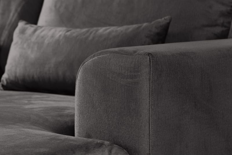 Copenhagen 5-personers Venstrevendt U-formet Sofa med Divan og Chaiselong i Fløjl - Mørkegrå - Møbler - Sofaer - U Sofa
