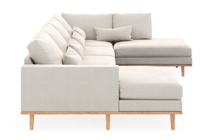 Copenhagen 5-personers Højrevendt U-formet Sofa med Divan og Chaiselong i Fløjl - Cremehvid - Møbler - Sofaer - U Sofa