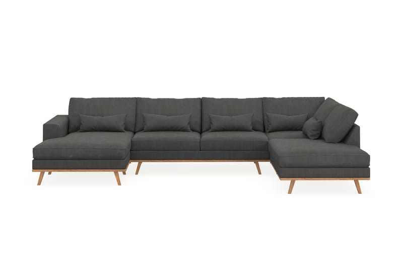 Copenhagen 5-personers Højrevendt U-formet Sofa med Divan og Chaiselong i Manchester - Mørkegrå - Møbler - Sofaer - U Sofa