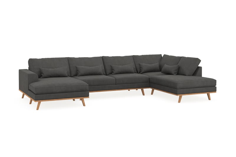 Copenhagen 5-personers Højrevendt U-formet Sofa med Divan og Chaiselong i Manchester - Mørkegrå - Møbler - Sofaer - U Sofa