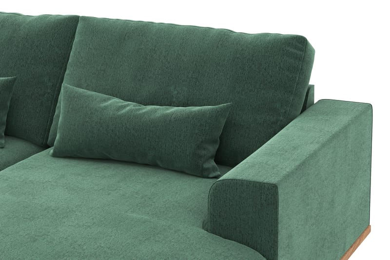 Copenhagen 5-personers Venstrevendt U-formet Sofa med Divan og Chaiselong i Fløjl - Mørkegrøn - Møbler - Sofaer - U Sofa