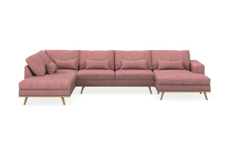Copenhagen 5-personers Venstrevendt U-formet Sofa med Divan og Chaiselong i Stof - Rosa - Møbler - Sofaer - U Sofa