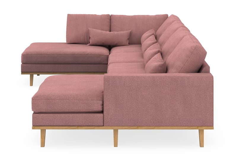 Copenhagen 5-personers Venstrevendt U-formet Sofa med Divan og Chaiselong i Stof - Rosa - Møbler - Sofaer - U Sofa