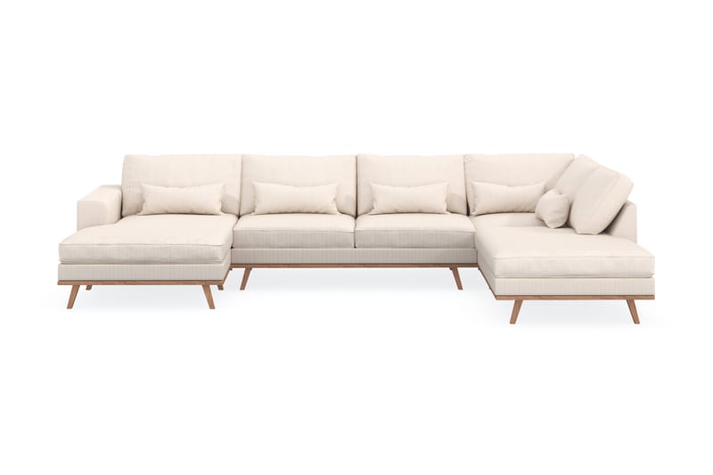 Copenhagen 5-personers Højrevendt U-formet Sofa med Divan og Chaiselong i Manchester - Beige - Møbler - Sofaer - U Sofa