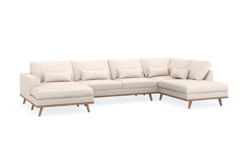 Copenhagen 5-personers Højrevendt U-formet Sofa med Divan og Chaiselong i Manchester - Beige - Møbler - Sofaer - U Sofa