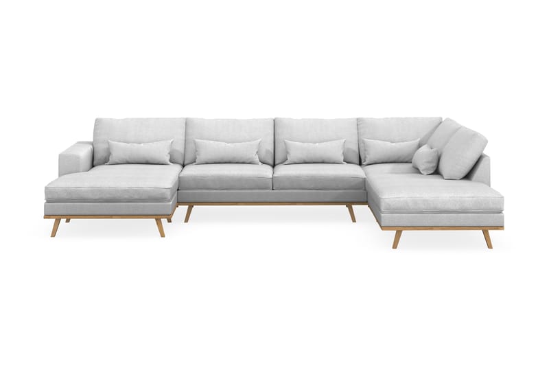 Copenhagen 5-personers Højrevendt U-formet Sofa med Divan og Chaiselong i Stof - Lysegrå - Møbler - Sofaer - U Sofa