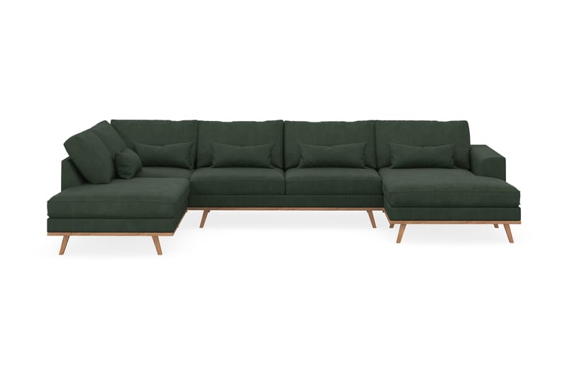 Copenhagen 5-personers Venstrevendt U-formet Sofa med Divan og Chaiselong i Manchester - Mørkegrøn - Møbler - Sofaer - U Sofa
