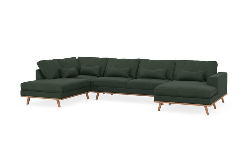 Copenhagen 5-personers Venstrevendt U-formet Sofa med Divan og Chaiselong i Manchester - Mørkegrøn - Møbler - Sofaer - U Sofa