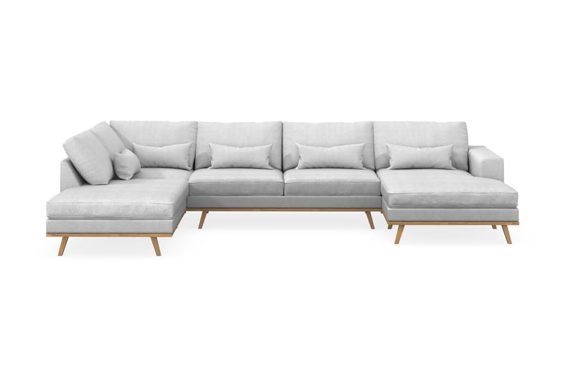Copenhagen 5-personers Venstrevendt U-formet Sofa med Divan og Chaiselong i Stof - Lysegrå - Møbler - Sofaer - U Sofa