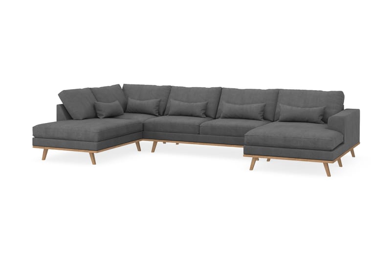 Copenhagen 5-personers Venstrevendt U-formet Sofa med Divan og Chaiselong i Stof - Mørkegrå - Møbler - Sofaer - U Sofa