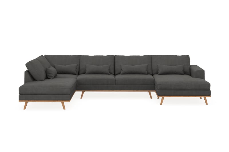 Copenhagen 5-personers Venstrevendt U-formet Sofa med Divan og Chaiselong i Manchester - Mørkegrå - Møbler - Sofaer - U Sofa
