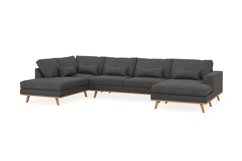 Copenhagen 5-personers Venstrevendt U-formet Sofa med Divan og Chaiselong i Manchester - Mørkegrå - Møbler - Sofaer - U Sofa