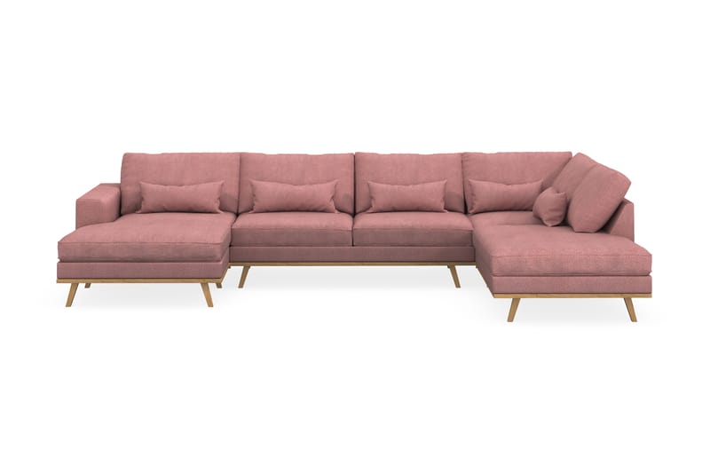 Copenhagen 5-personers Højrevendt U-formet Sofa med Divan og Chaiselong i Stof - Rosa - Møbler - Sofaer - U Sofa