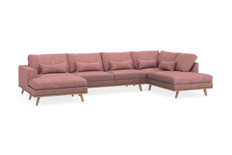 Copenhagen 5-personers Højrevendt U-formet Sofa med Divan og Chaiselong i Stof - Rosa - Møbler - Sofaer - U Sofa