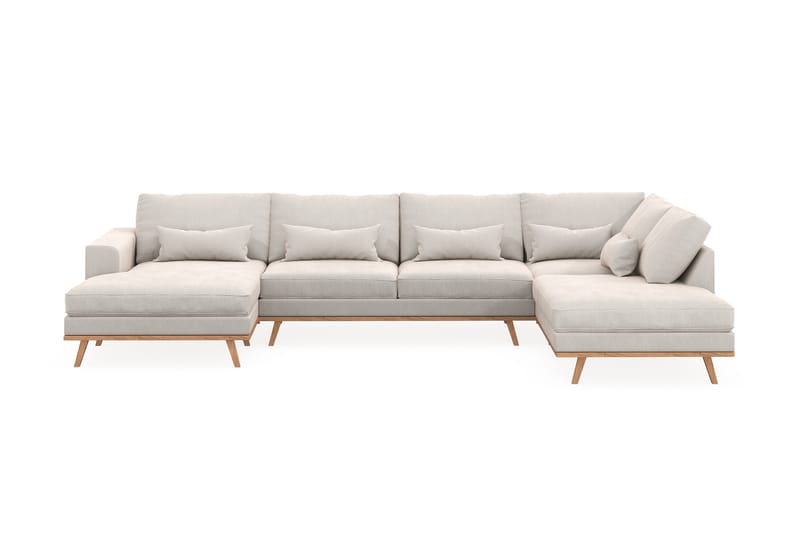 Copenhagen 5-personers Højrevendt U-formet Sofa med Divan og Chaiselong i Fløjl - Cremehvid - Møbler - Sofaer - U Sofa