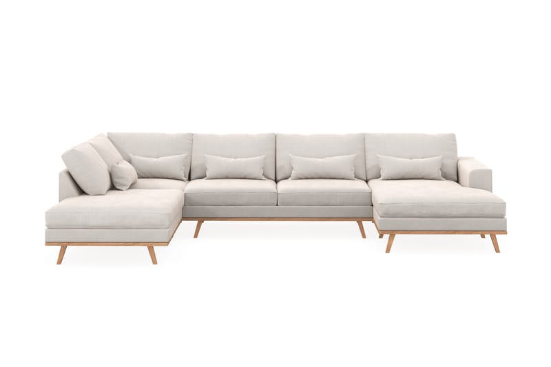 Copenhagen 5-personers Venstrevendt U-formet Sofa med Divan og Chaiselong i Fløjl - Cremehvid - Møbler - Sofaer - U Sofa