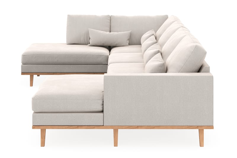 Copenhagen 5-personers Venstrevendt U-formet Sofa med Divan og Chaiselong i Fløjl - Cremehvid - Møbler - Sofaer - U Sofa