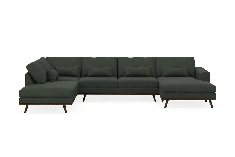 Copenhagen 5-personers Venstrevendt U-formet Sofa med Divan og Chaiselong i Manchester - Mørkegrøn - Møbler - Sofaer - U Sofa