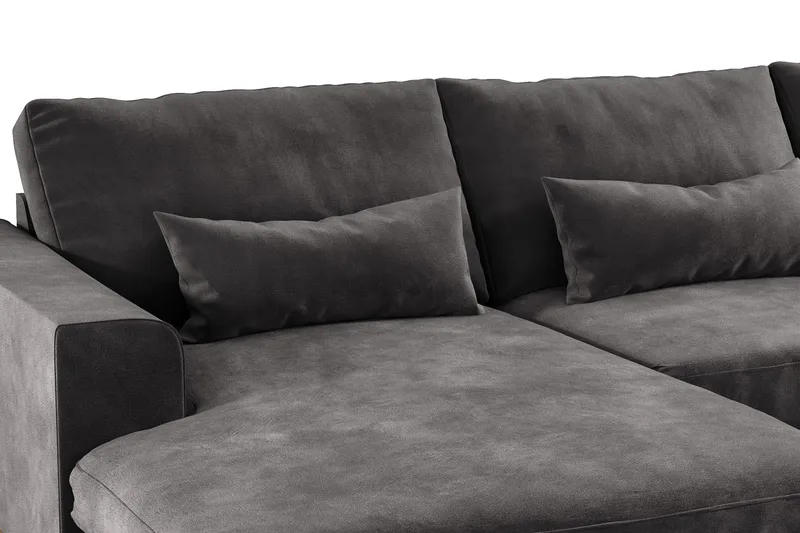 Copenhagen 5-personers Højrevendt U-formet Sofa med Divan og Chaiselong i Fløjl - Mørkegrå - Møbler - Sofaer - U Sofa