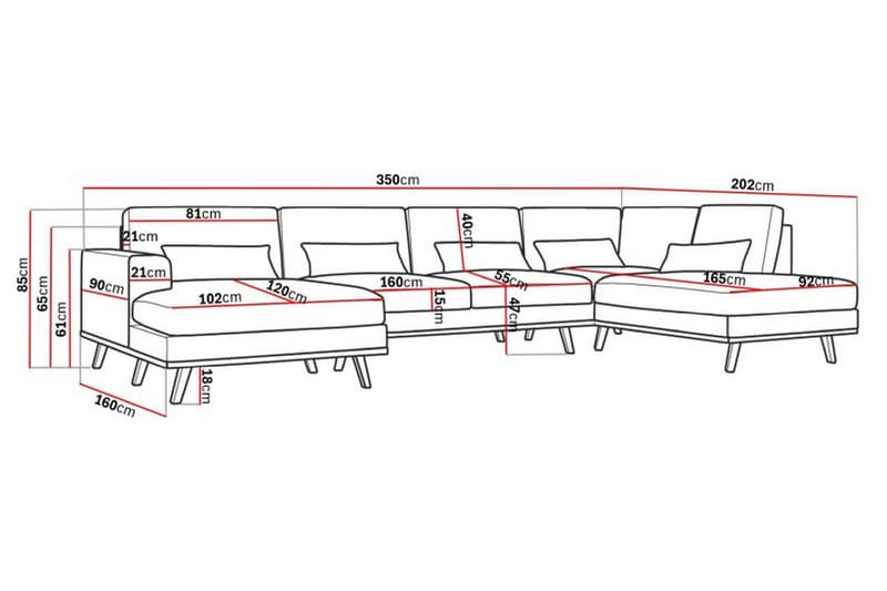 Copenhagen 5-personers Venstrevendt U-formet Large Sofa med Divan og Chaiselong i Kunstlæder - Brun - Møbler - Sofaer - U Sofa