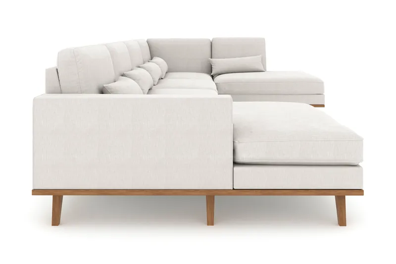 Copenhagen 5-personers Højrevendt U-formet Sofa med Divan og Chaiselong i Stof - Lysegrå - Møbler - Sofaer - U Sofa