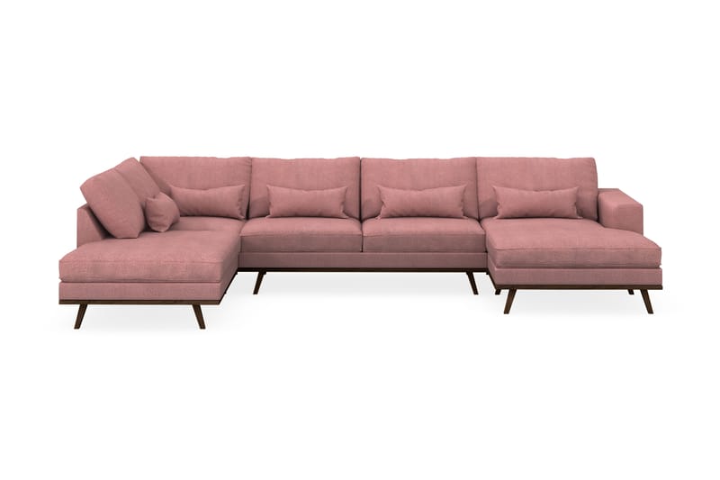 Copenhagen 5-personers Venstrevendt U-formet Sofa med Divan og Chaiselong i Stof - Rosa - Møbler - Sofaer - U Sofa