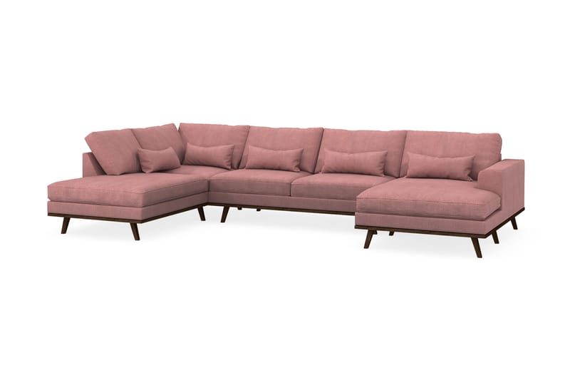 Copenhagen 5-personers Venstrevendt U-formet Sofa med Divan og Chaiselong i Stof - Rosa - Møbler - Sofaer - U Sofa