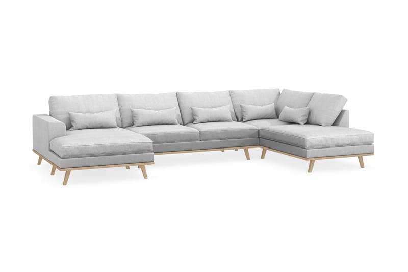 Copenhagen 5-personers Højrevendt U-formet Sofa med Divan og Chaiselong i Stof - Lysegrå - Møbler - Sofaer - U Sofa