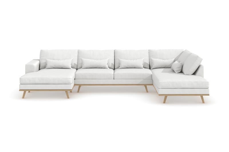 Copenhagen 5-personers Højrevendt U-formet Sofa med Divan og Chaiselong i Stof - Hvid - Møbler - Sofaer - U Sofa