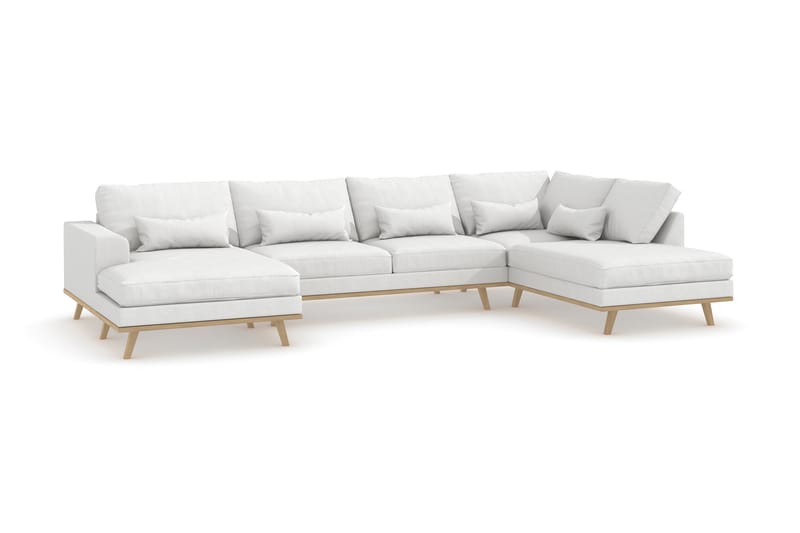 Copenhagen 5-personers Højrevendt U-formet Sofa med Divan og Chaiselong i Stof - Hvid - Møbler - Sofaer - U Sofa