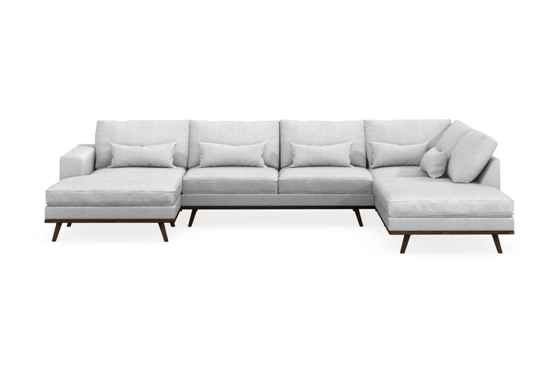 Copenhagen 5-personers Højrevendt U-formet Sofa med Divan og Chaiselong i Stof - Lysegrå - Møbler - Sofaer - U Sofa