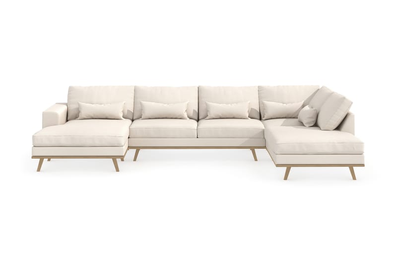 Copenhagen 5-personers Højrevendt U-formet Sofa med Divan og Chaiselong i Stof - Beige - Møbler - Sofaer - U Sofa