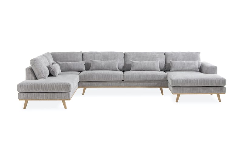 Copenhagen 5-personers Venstrevendt U-formet Sofa med Divan og Chaiselong i Manchester - Lysegrå - Møbler - Sofaer - U Sofa