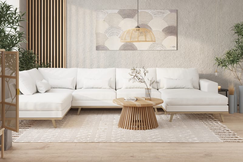 Copenhagen 5-personers Venstrevendt U-formet Sofa med Divan og Chaiselong i Stof - Hvid - Møbler - Sofaer - U Sofa