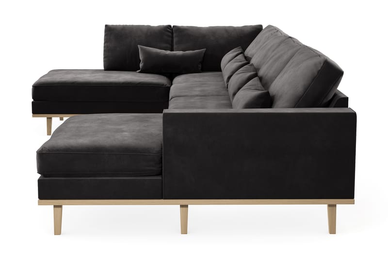 Copenhagen 5-personers Venstrevendt U-formet Sofa med Divan og Chaiselong i Fløjl - Mørkegrå - Møbler - Sofaer - U Sofa