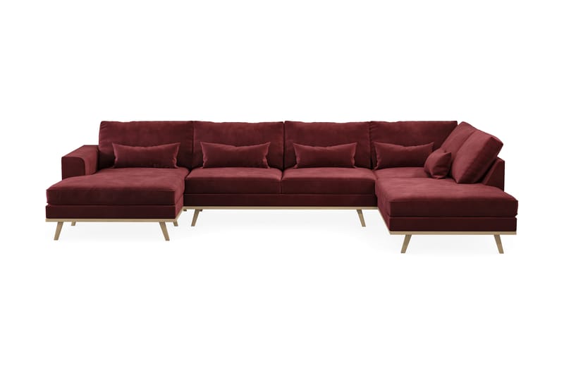 Copenhagen 5-personers Højrevendt U-formet Sofa med Divan og Chaiselong i Fløjl - Lilla - Møbler - Sofaer - U Sofa