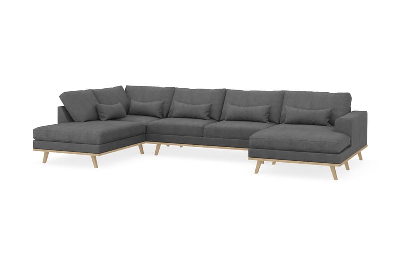 Copenhagen 5-personers Venstrevendt U-formet Sofa med Divan og Chaiselong i Stof - Mørkegrå - Møbler - Sofaer - U Sofa