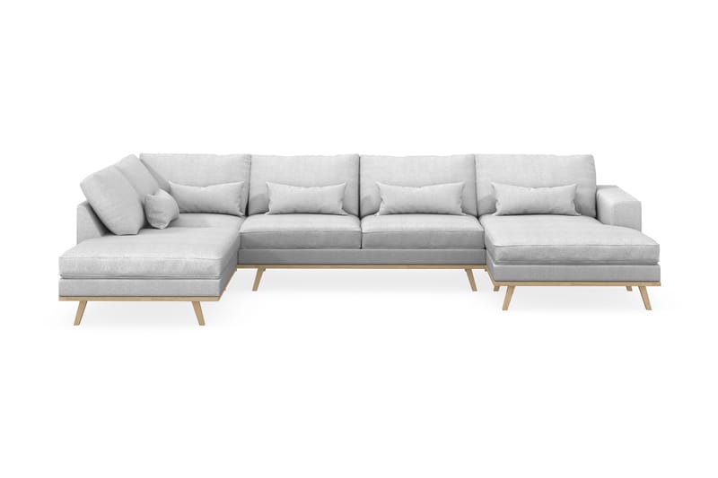Copenhagen 5-personers Venstrevendt U-formet Sofa med Divan og Chaiselong i Stof - Lysegrå - Møbler - Sofaer - U Sofa