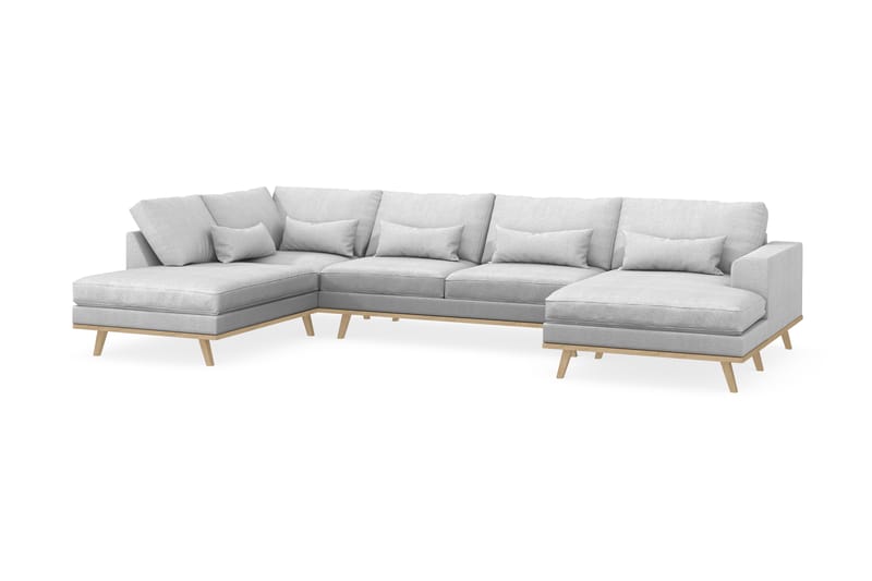 Copenhagen 5-personers Venstrevendt U-formet Sofa med Divan og Chaiselong i Stof - Lysegrå - Møbler - Sofaer - U Sofa