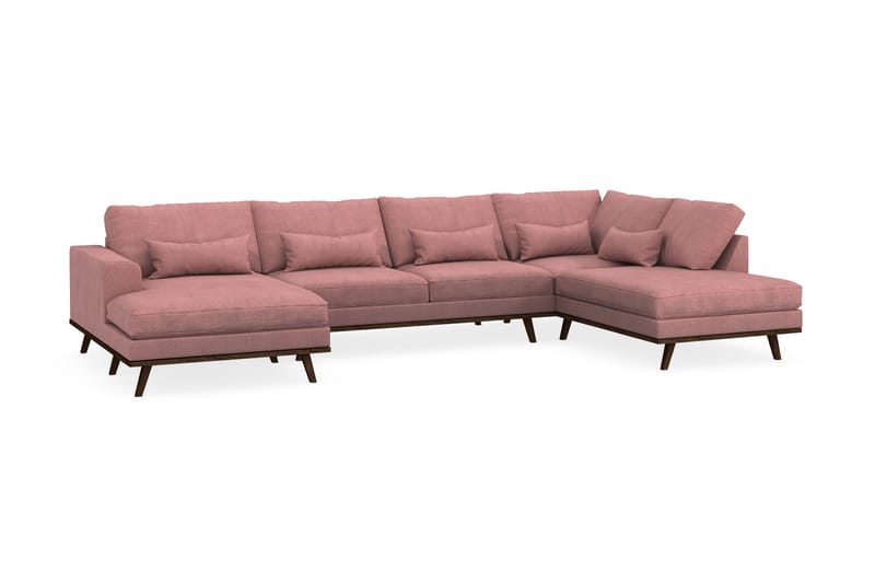Copenhagen 5-personers Højrevendt U-formet Sofa med Divan og Chaiselong i Stof - Rosa - Møbler - Sofaer - U Sofa