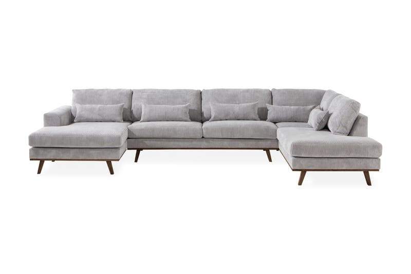 Copenhagen 5-personers Højrevendt U-formet Sofa med Divan og Chaiselong i Manchester - Lysegrå - Møbler - Sofaer - U Sofa