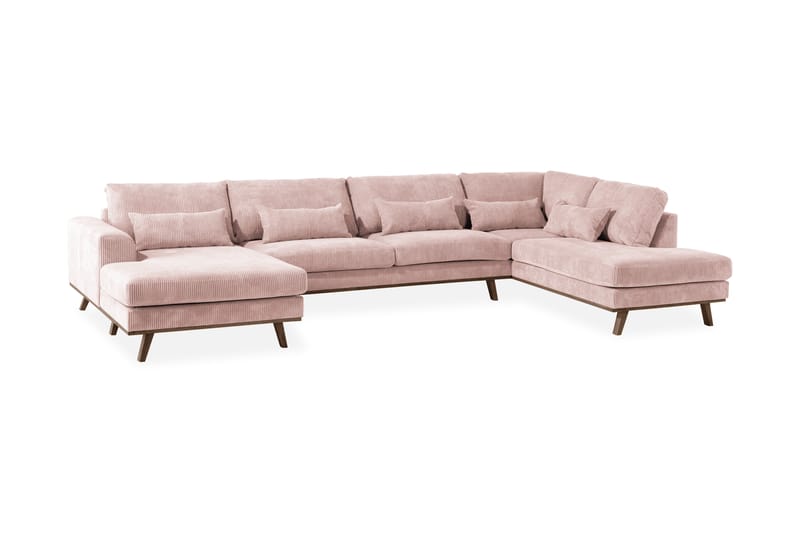 Copenhagen 5-personers Højrevendt U-formet Sofa med Divan og Chaiselong i Manchester - Rosa - Møbler - Sofaer - U Sofa