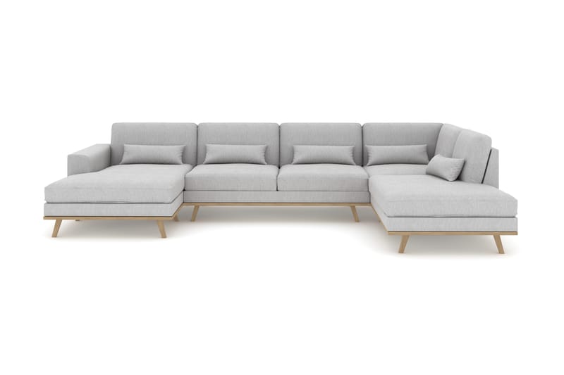 Copenhagen 5-personers Højrevendt U-formet Sofa med Divan og Chaiselong i Stof - Grå - Møbler - Sofaer - U Sofa